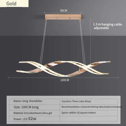 Gold LED Chandelier Pendant Lamp - Warm White Lighting - 1000MM