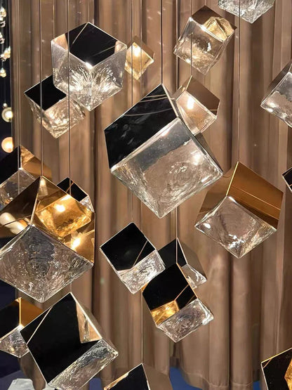 Modern LED Square Crystal Chandelier - Large Lighting Fixture for Hotel and Elegant Home Decor