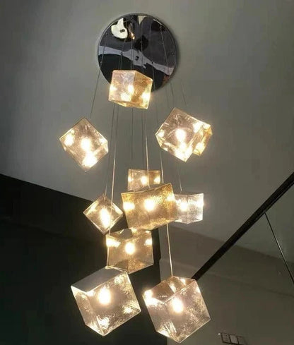 Modern LED Square Crystal Chandelier - Large Lighting Fixture for Hotel and Elegant Home Decor