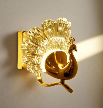 Luxury Acrylic Wall Lamps – Gold Peacock Design Lighting Fixtures for Bedside & Living Room