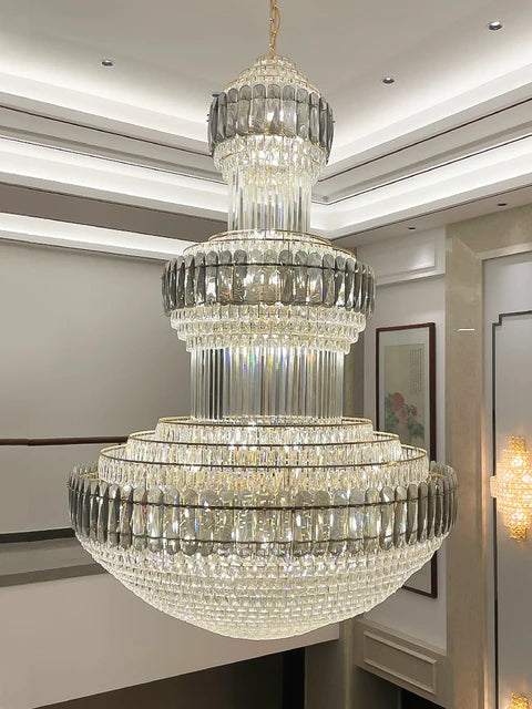 Luxury Crystal Chandelier for Duplex Living Rooms & Hotel Lobbies – High-End Ceiling Lighting for Villas & Restaurants