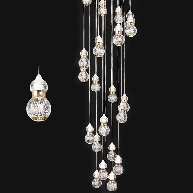 Modern LED Spiral Staircase Chandelier with Luxury Crystal Ball Pendant Lights for Duplex Living Room - 20 Lights