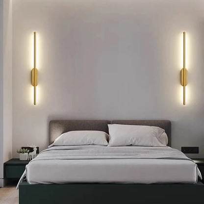 Strip LED Living Room Wall Light - Modern Full Copper Wall Lighting for Sofa Background and Bedroom Bedside - Height 1200mm