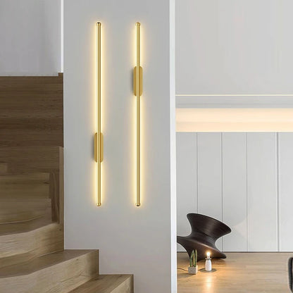 Strip LED Living Room Wall Light - Modern Full Copper Wall Lighting for Sofa Background and Bedroom Bedside - Height 1200mm