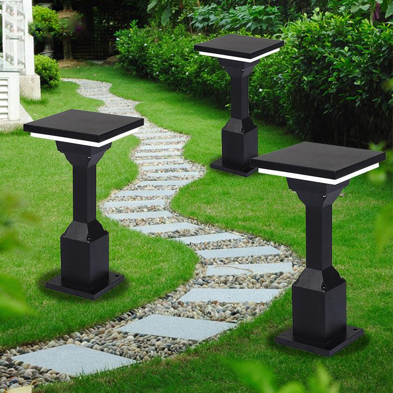 LED Modern Pillar Light - Black Gate Lamp with E27 Lantern Post, Warm White Lighting for Outdoor Decor