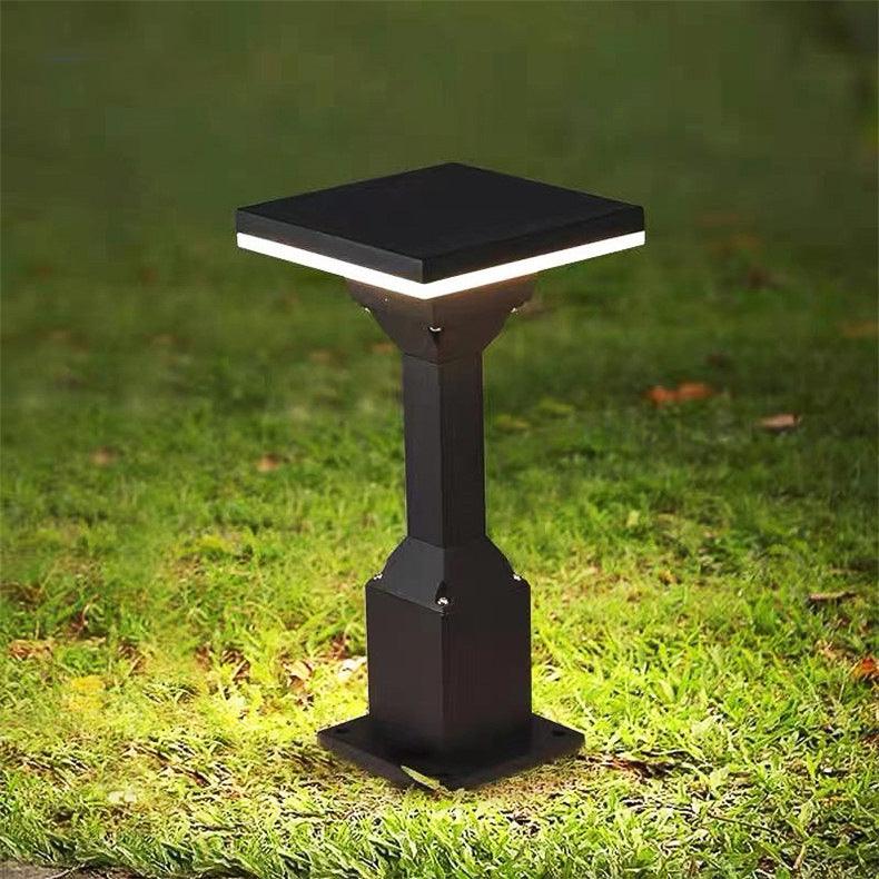 LED Modern Pillar Light - Black Gate Lamp with E27 Lantern Post, Warm White Lighting for Outdoor Decor