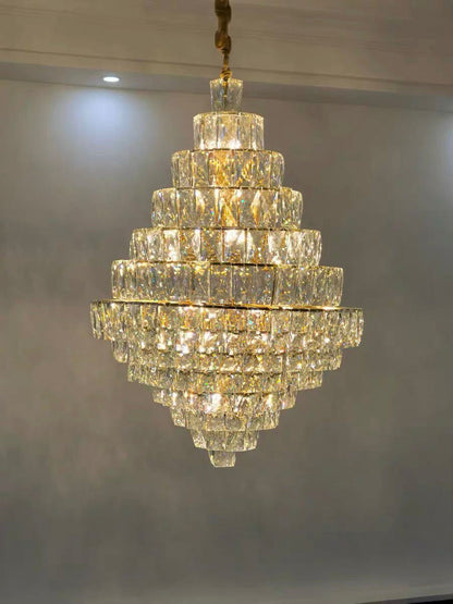 Extra Large Crystal Chandelier – Luxury Foyer Ceiling Light for Living Room, Entrance, and Staircase