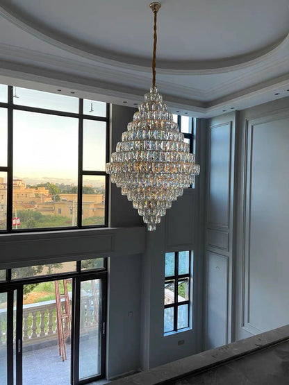 Extra Large Crystal Chandelier – Luxury Foyer Ceiling Light for Living Room, Entrance, and Staircase