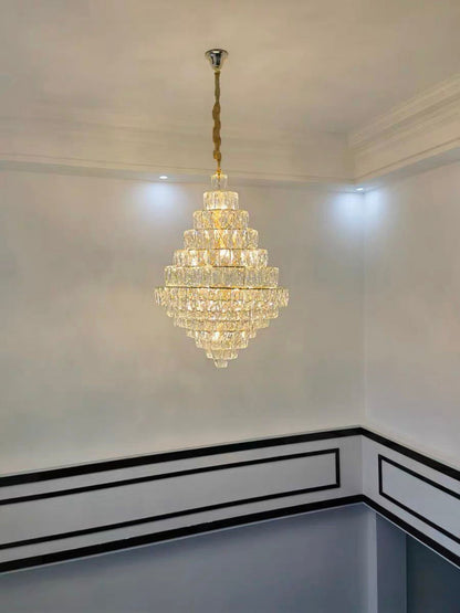 Extra Large Crystal Chandelier – Luxury Foyer Ceiling Light for Living Room, Entrance, and Staircase