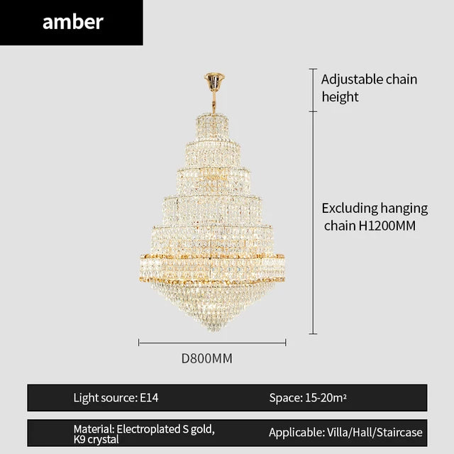 Post Modern Stair Chandelier Large Chandelier Light Luxury Simple Duplex Villa Rotating Hollow Hotel Crystal Hanging Lighting