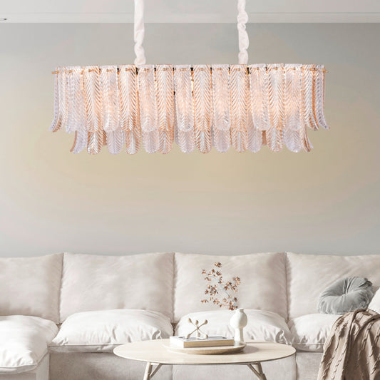 Autumn Leaf Rectangular Chandelier – Nature-Inspired Lighting for Elegant Spaces