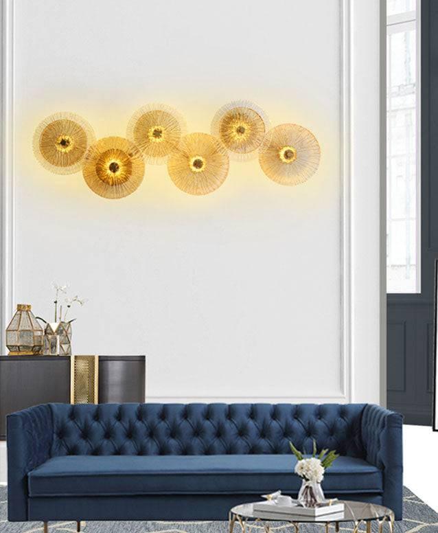 Modern Golden Glass LED Wall Art Lamp - Warm White Elegant Lighting