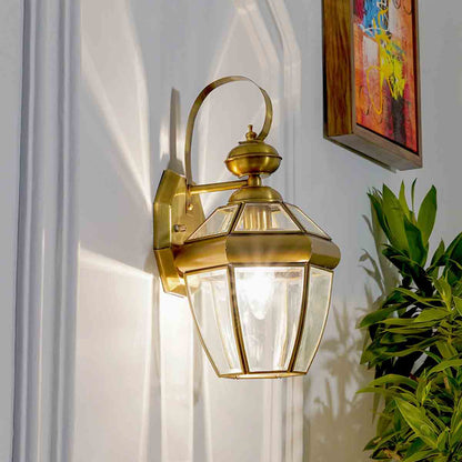 Elegant Leopold Classic Brass & Glass Lantern Wall Light - Vintage Outdoor & Indoor Lighting Fixture