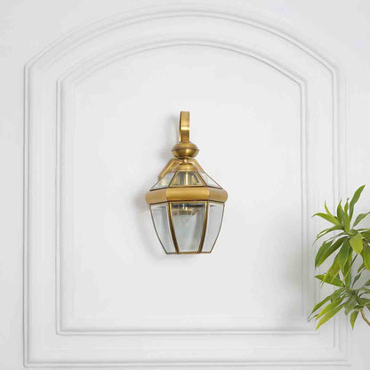 Elegant Leopold Classic Brass & Glass Lantern Wall Light - Vintage Outdoor & Indoor Lighting Fixture