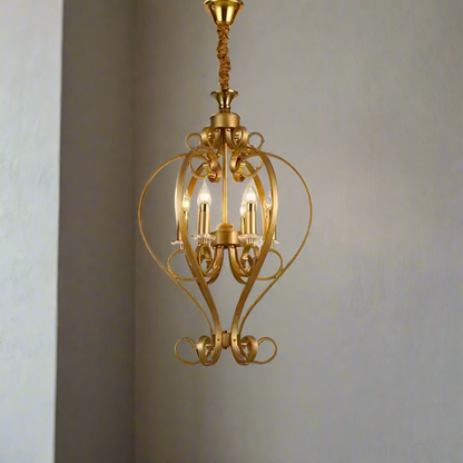 Vintage Antique Gold Climber Hanging Light - Elegant Ceiling Fixture for Classic Interiors