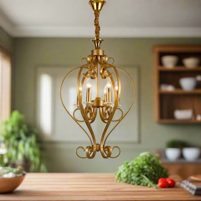 Vintage Antique Gold Climber Hanging Light - Elegant Ceiling Fixture for Classic Interiors