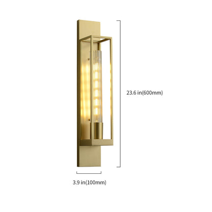 Beckman Full Brass Frame Clear Glass Lampshade - Minimalist 4-Inch Sconce for Elegant Wall Lighting