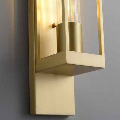 Beckman Full Brass Frame Clear Glass Lampshade - Minimalist 4-Inch Sconce for Elegant Wall Lighting