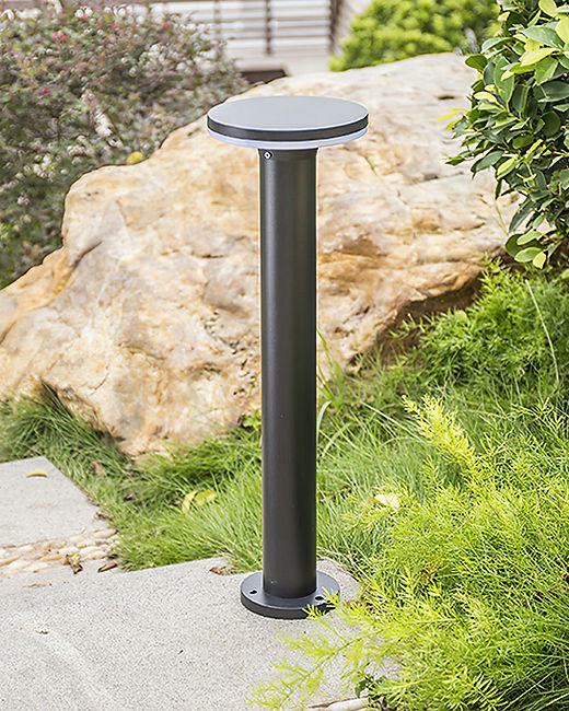 Sleek Circular Bollard Light - Modern Outdoor Lighting Fixture for Pathways and Garden Decor