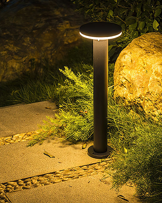 Sleek Circular Bollard Light - Modern Outdoor Lighting Fixture for Pathways and Garden Decor