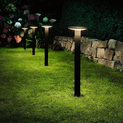 Sleek Circular Bollard Light - Modern Outdoor Lighting Fixture for Pathways and Garden Decor