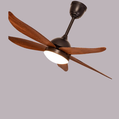 West Minister Ceiling Fan - 122 cm Span, Matt Black Finish Metal Body with Teak Finish ABS Blades, Dimmable LED Lighting, and Remote Control