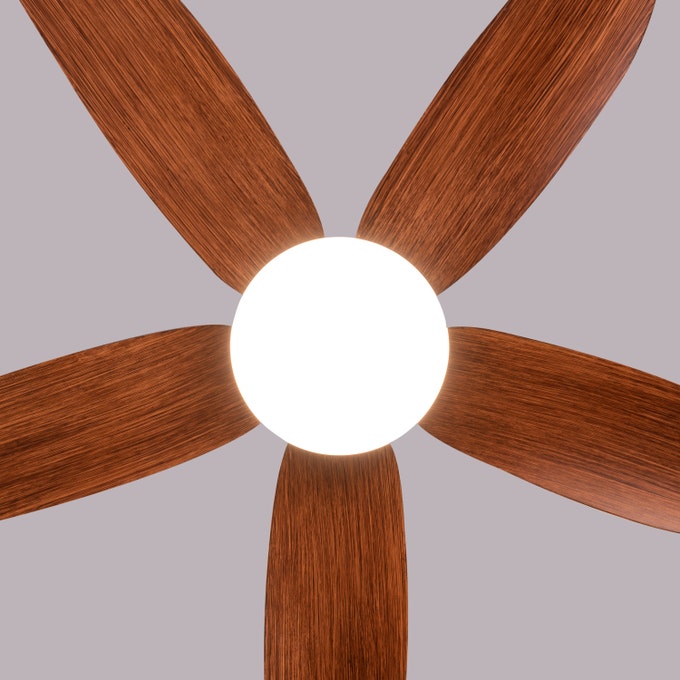 West Minister Ceiling Fan - 122 cm Span, Matt Black Finish Metal Body with Teak Finish ABS Blades, Dimmable LED Lighting, and Remote Control