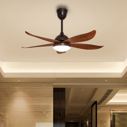 West Minister Ceiling Fan - 122 cm Span, Matt Black Finish Metal Body with Teak Finish ABS Blades, Dimmable LED Lighting, and Remote Control