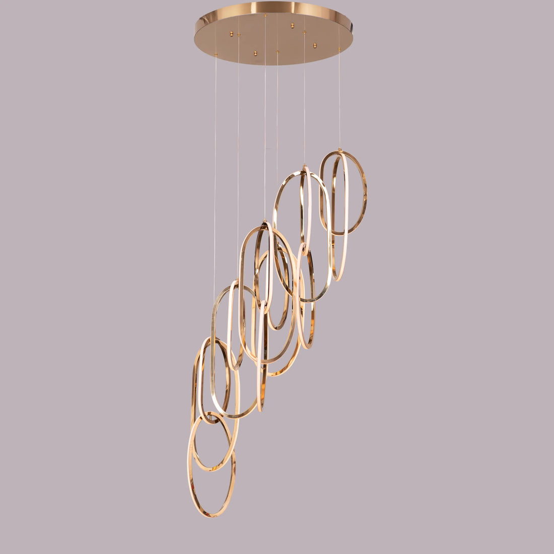 Front Row Seats Double Height Chandelier - Gold Finish, 3-Color Dimmable LED with Remote Control