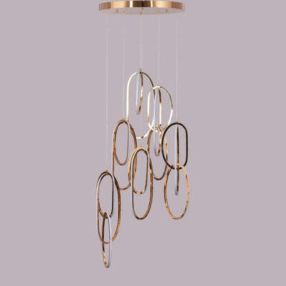 Front Row Seats Double Height Chandelier - Gold Finish, 3-Color Dimmable LED with Remote Control