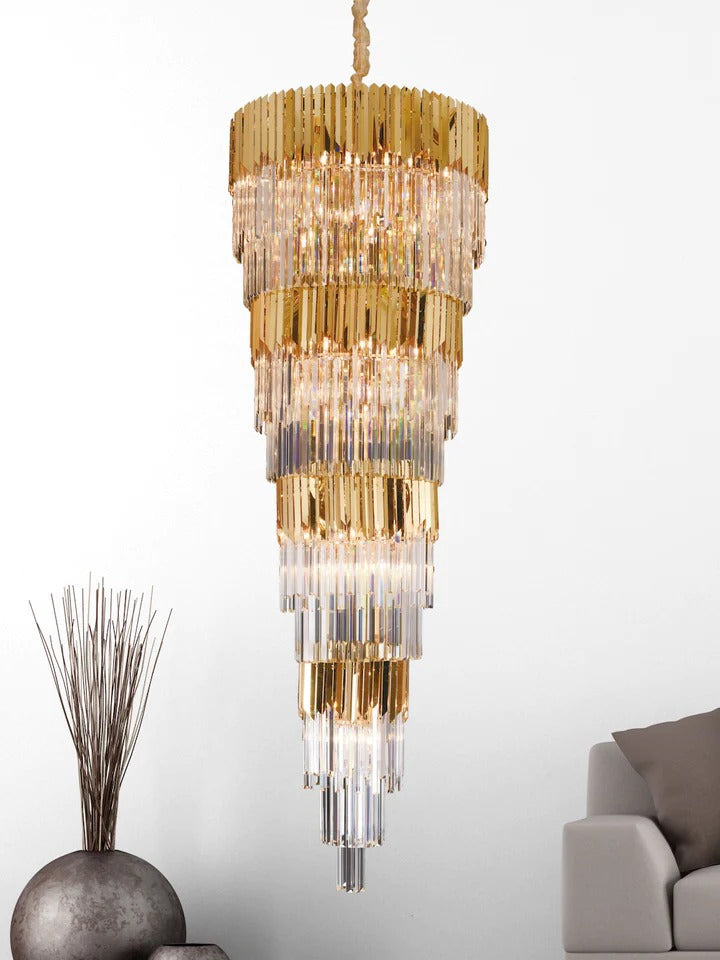 Elegant Modern Minimalist K9 Crystal Chandelier for Living Room & Staircase - 600*1800MM Duplex Lighting