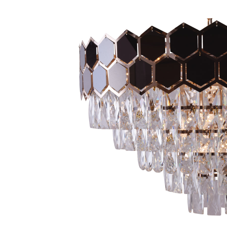 Majestic Manor Crystal Hexagon Chandelier – Exquisite Home Decor Lighting