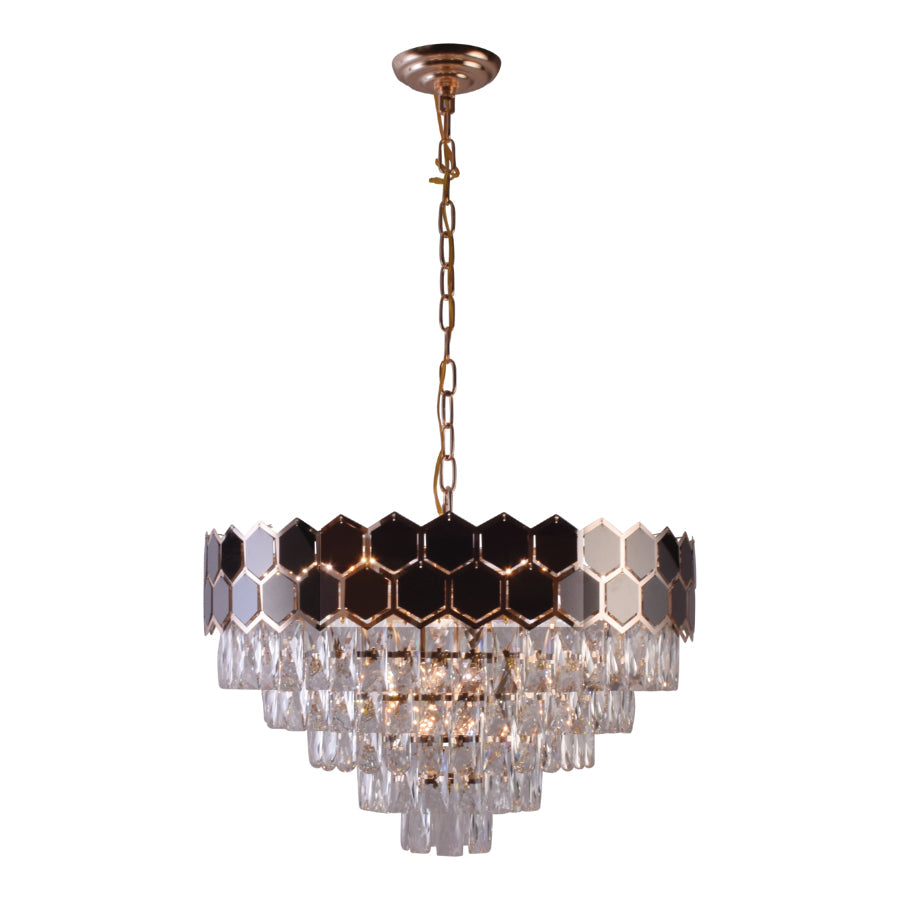 Majestic Manor Crystal Hexagon Chandelier – Exquisite Home Decor Lighting