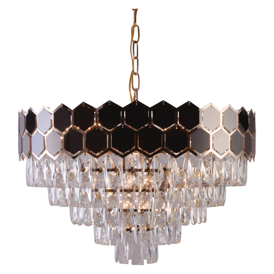 Majestic Manor Crystal Hexagon Chandelier – Exquisite Home Decor Lighting