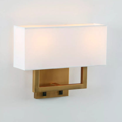 White Fabric Shade Wall Sconce Lamp - Bedroom Light Fixture with Switches for Easy Control