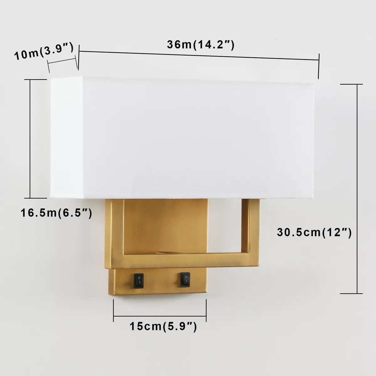 White Fabric Shade Wall Sconce Lamp - Bedroom Light Fixture with Switches for Easy Control