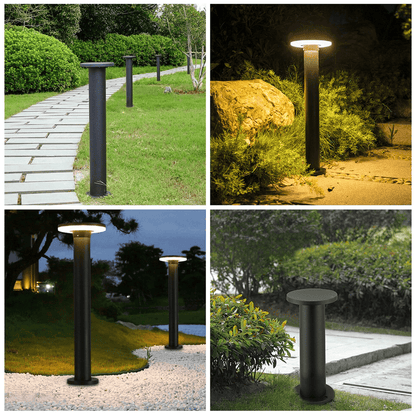 Sleek Circular Bollard Light - Modern Outdoor Lighting Fixture for Pathways and Garden Decor